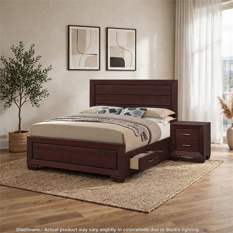 Queen Bedroom Set- Brown- 2 Piece Set with Nightstand