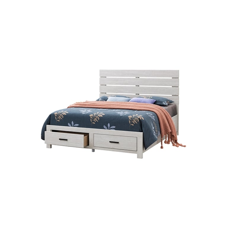 Queen Bedroom Set- Storage Design- White- 3 Piece Set with 2 Nightstands