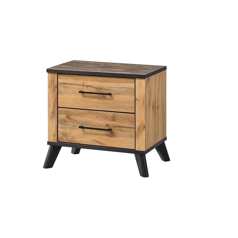 Queen Bedroom Set- Black- Dark Brown- 2 Piece Set with Nightstand