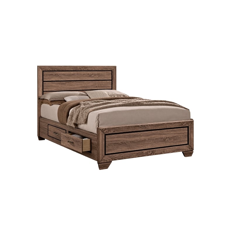 California King Bedroom Set- Storage- Brown- 2 Piece Set with Nightstand