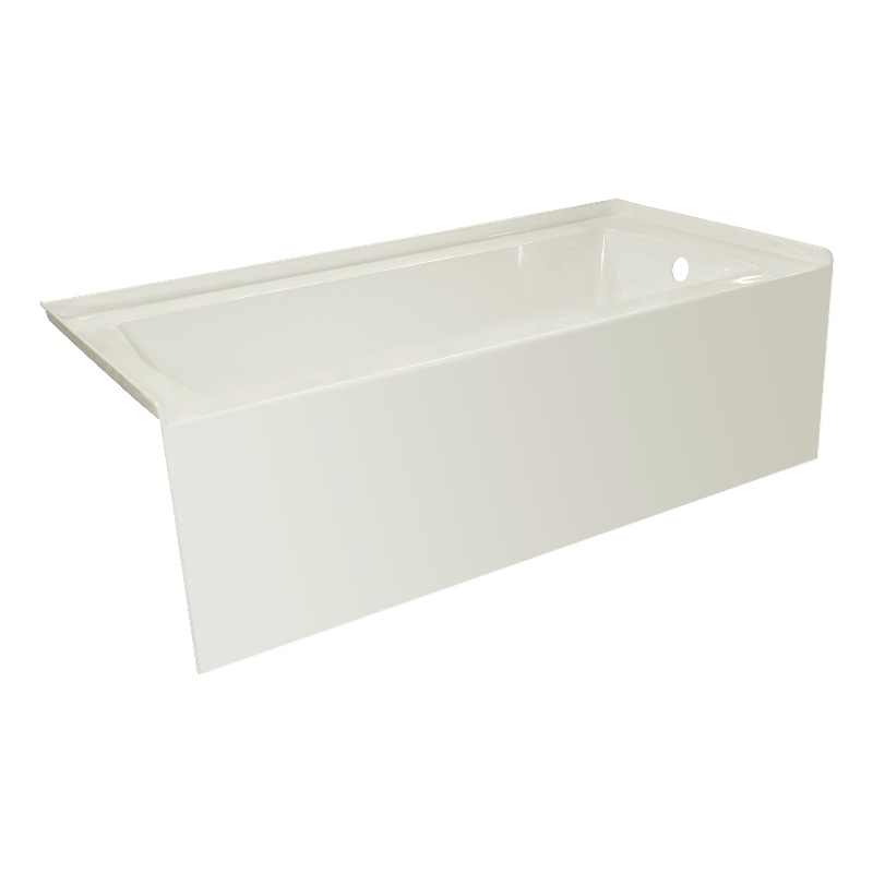 60X34 Right Hand Drain POVO Acrylic Bathtub with Smooth Integral Skirt in Biscut