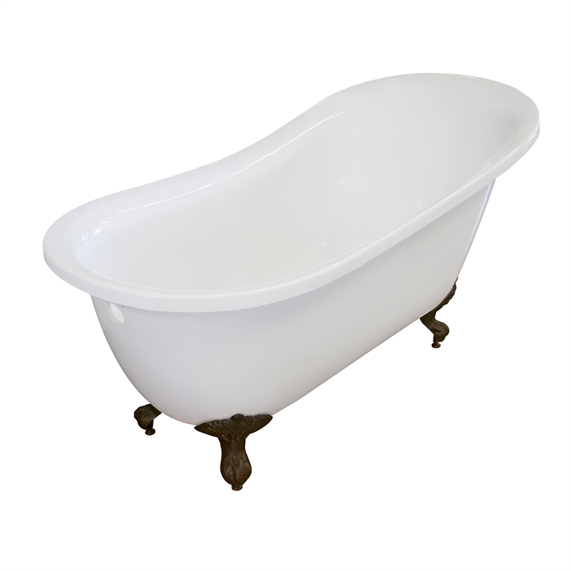 Valley Acrylic 55 X27 X32 Single Slipper Clawfoot Tub with Bronze Feet