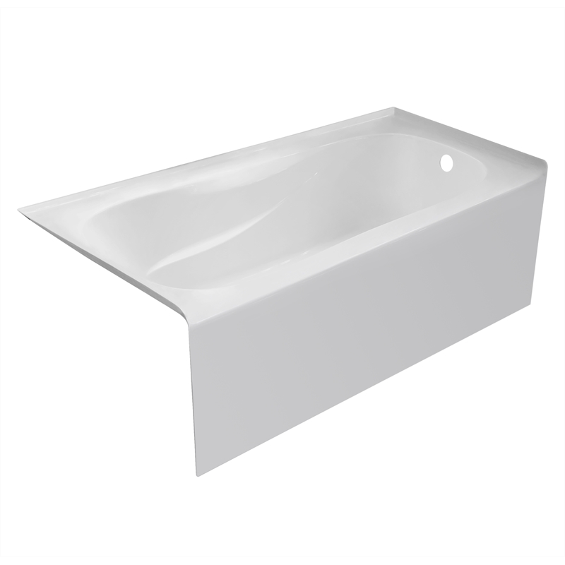 Valley Acrylic In pPRO Right Drain Above Floor Rough Bathtub 60X30 in White
