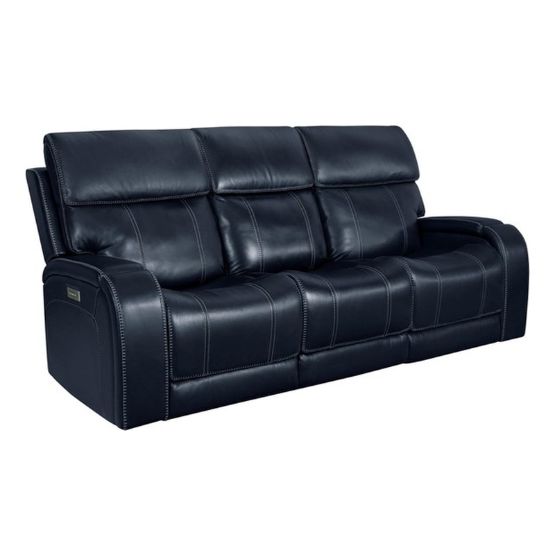 Barcalounger Glenwood Sofa w/Power Recliner in Rainer Ocean
