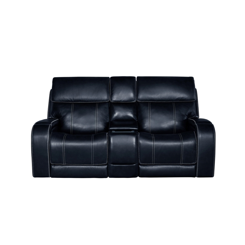 Barcalounger Glenwood Loveseat Console w/Power Recliner in Rainer Ocean