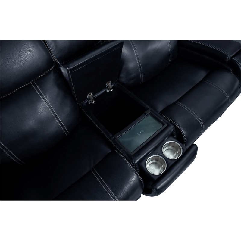 Barcalounger Glenwood Loveseat Console w/Power Recliner in Rainer Ocean