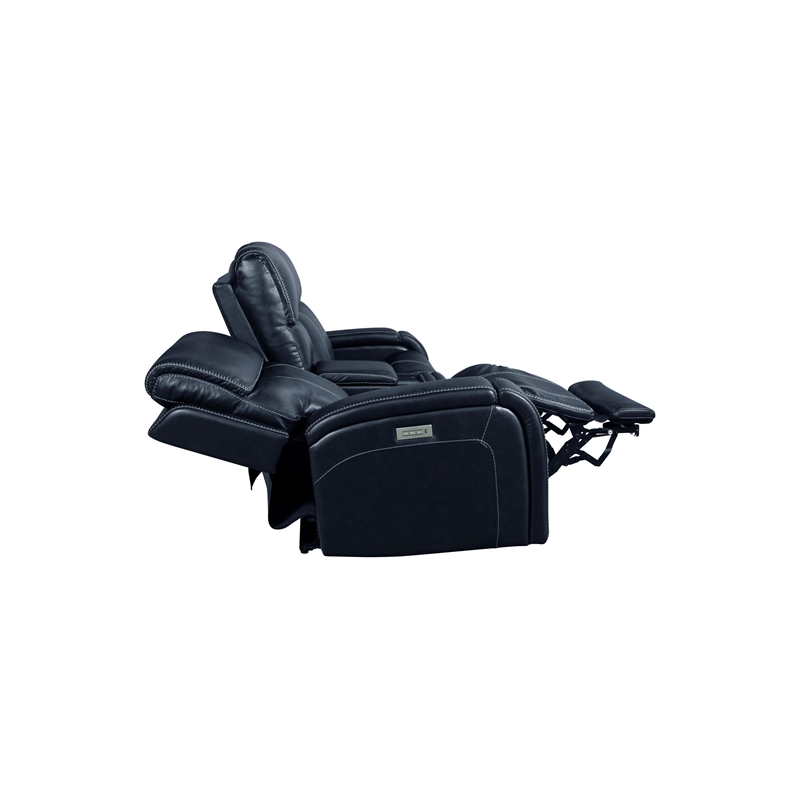 Barcalounger Glenwood Loveseat Console w/Power Recliner in Rainer Ocean