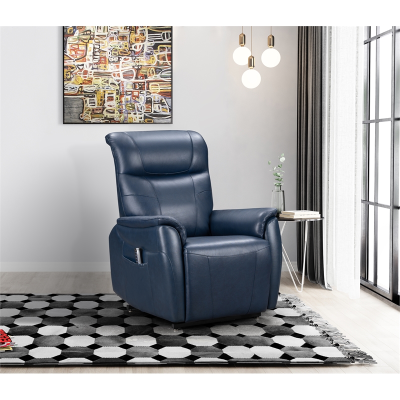 Barcalounger Leighton Power Lift Recliner in Marco Navy Blue