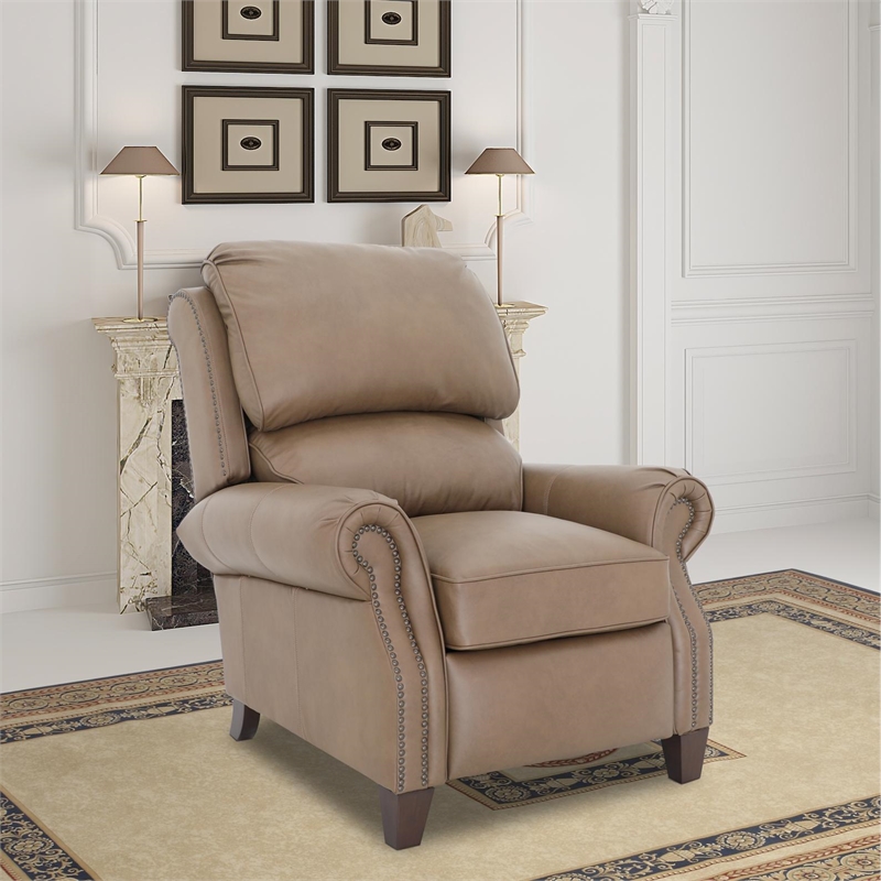 Barcalounger Churchill Push Thru The Arms Recliner in Cashmere Taupe