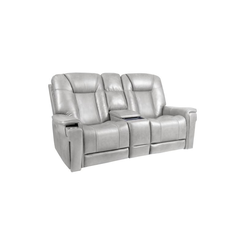 Barcalounger Sanibel Console Loveseat w/Power Recliner in Rainer Dove