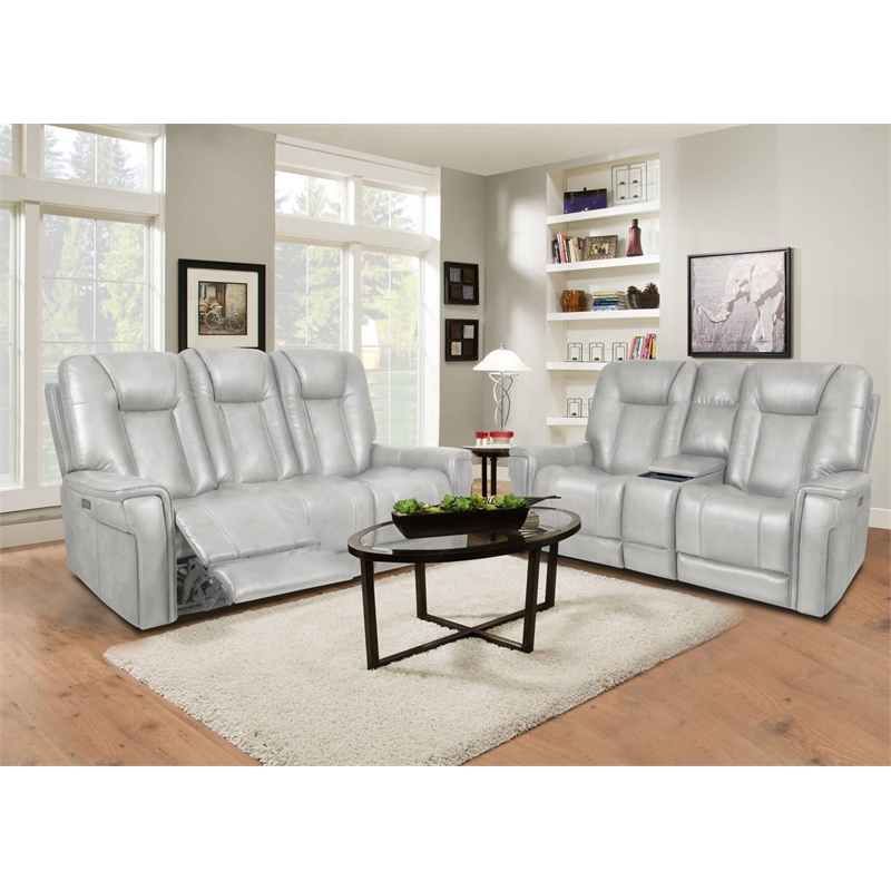 Barcalounger Sanibel Console Loveseat w/Power Recliner in Rainer Dove