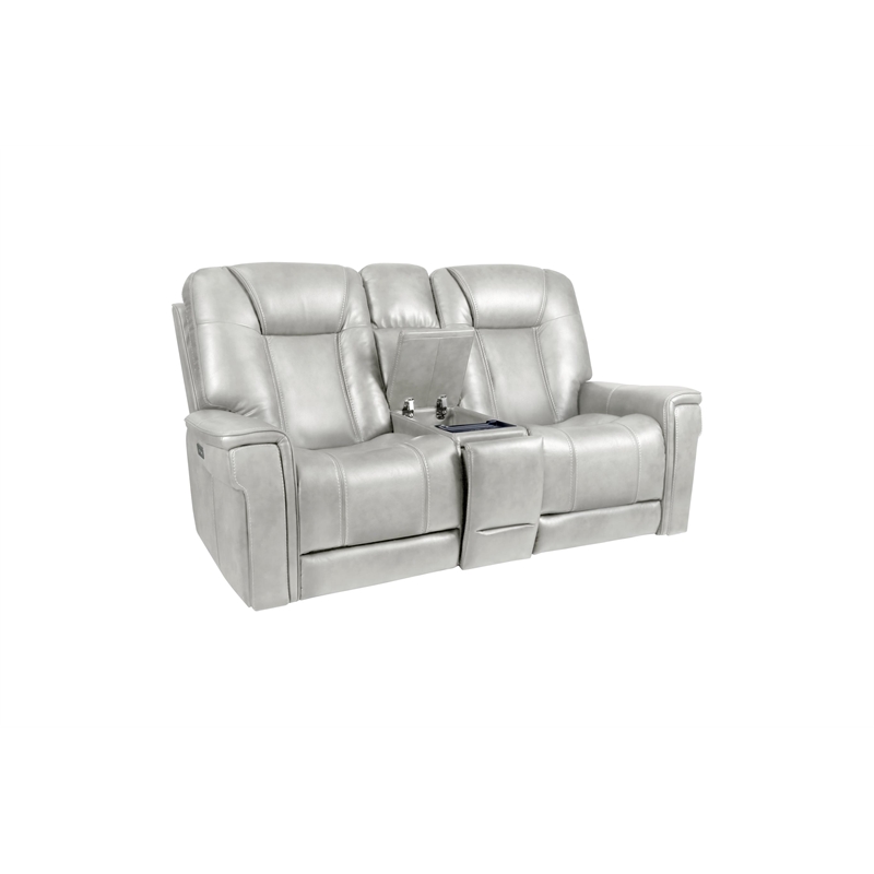 Barcalounger Sanibel Console Loveseat w/Power Recliner in Rainer Dove