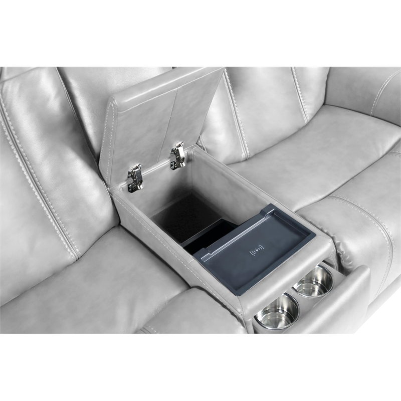 Barcalounger Sanibel Console Loveseat w/Power Recliner in Rainer Dove