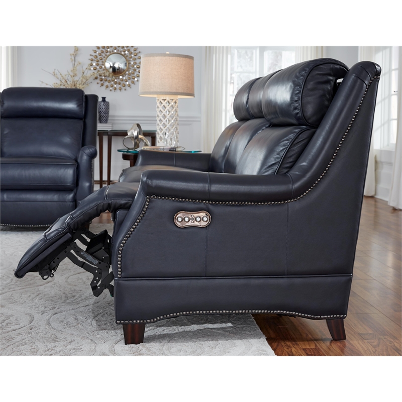 Barcalounger Warrendale Power Reclining Sofa w/Power Head Rests in Shoreham Blue