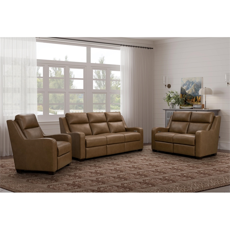 Barcalounger Ayden Power Reclining Sofa w/Head Rests & Lumbar in Hillwood Toffee