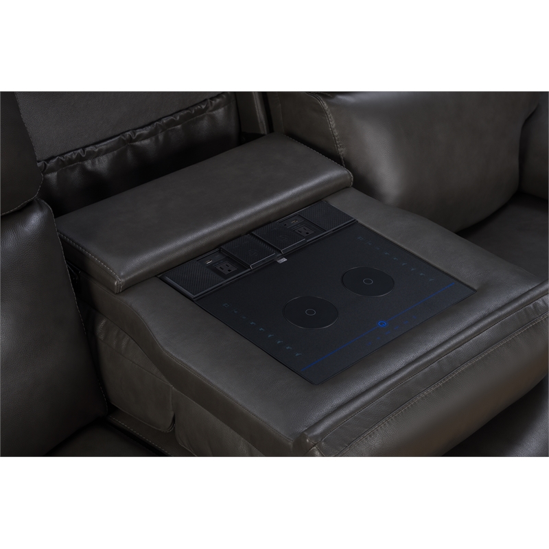 Barcalounger Leon Power Reclining Sofa w/ Heat & Massage in Matteo Smokey Gray