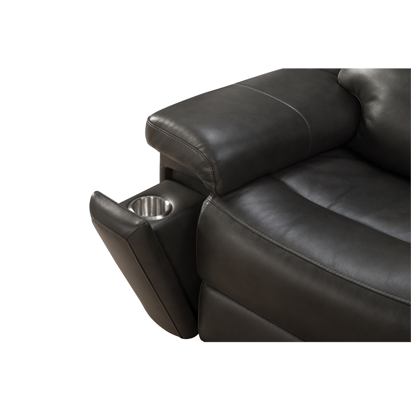 Barcalounger Leon Power Reclining Sofa w/ Heat & Massage in Matteo Smokey Gray
