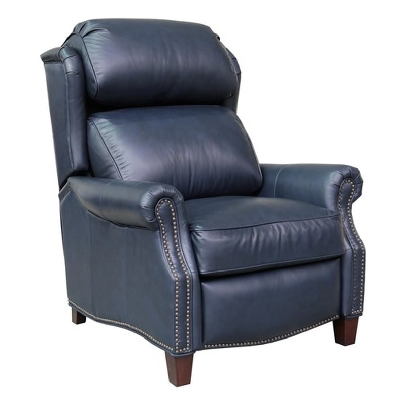 Barcalounger Meade Push Thru The Arms Recliner in Shoreham Blue