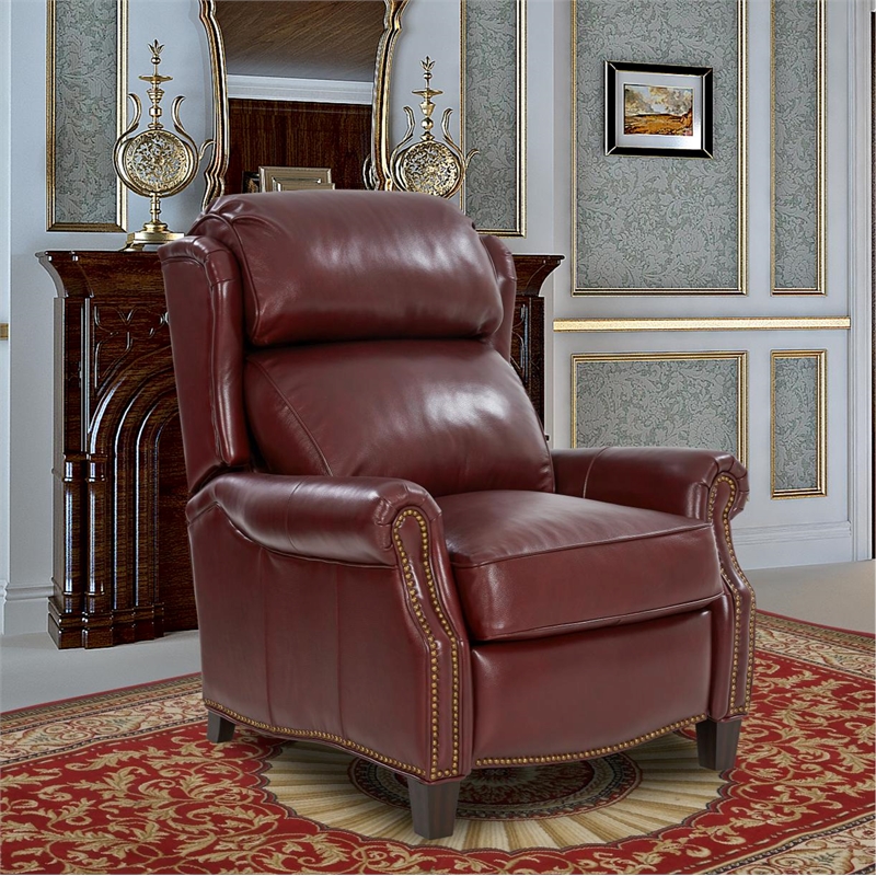 Barcalounger Meade Push Thru The Arms Recliner in Marisol Cabernet