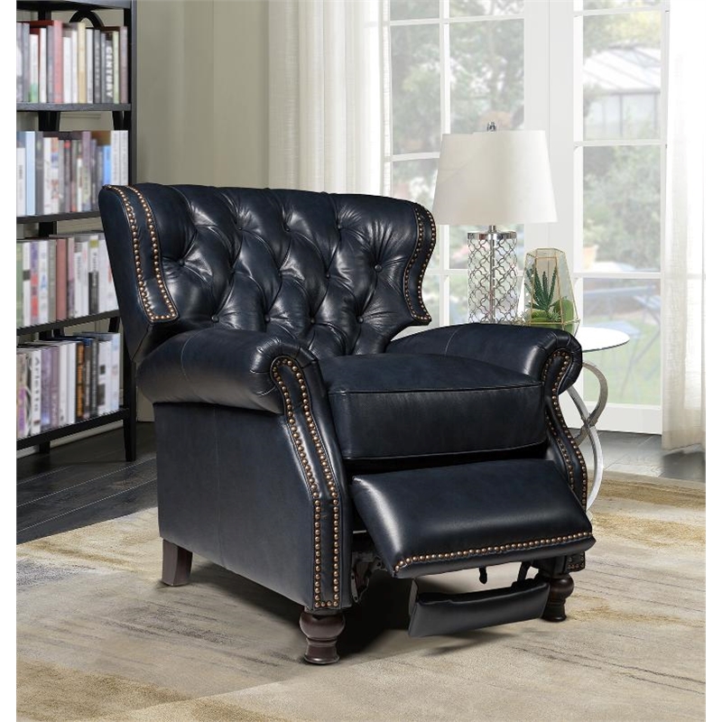 Barcalounger Presidential Push Thru The Arms Recliner in Shoreham Blue
