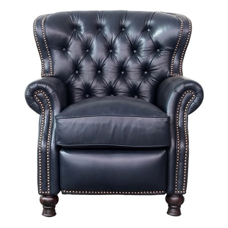 Barcalounger Presidential Push Thru The Arms Recliner in Shoreham Blue