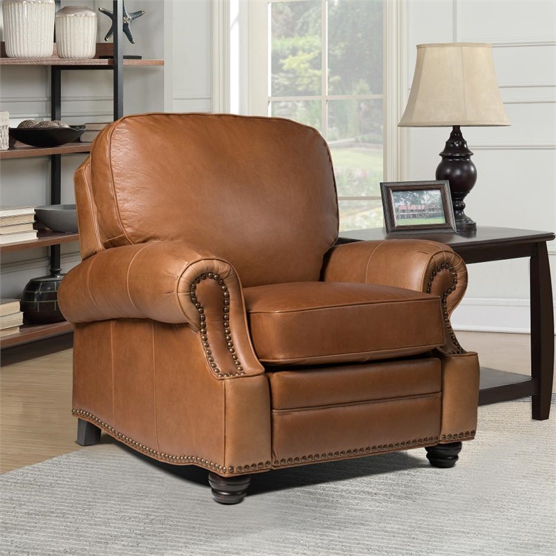 Barcalounger Longhorn Push Thru The Arms Recliner in Chaps Saddle