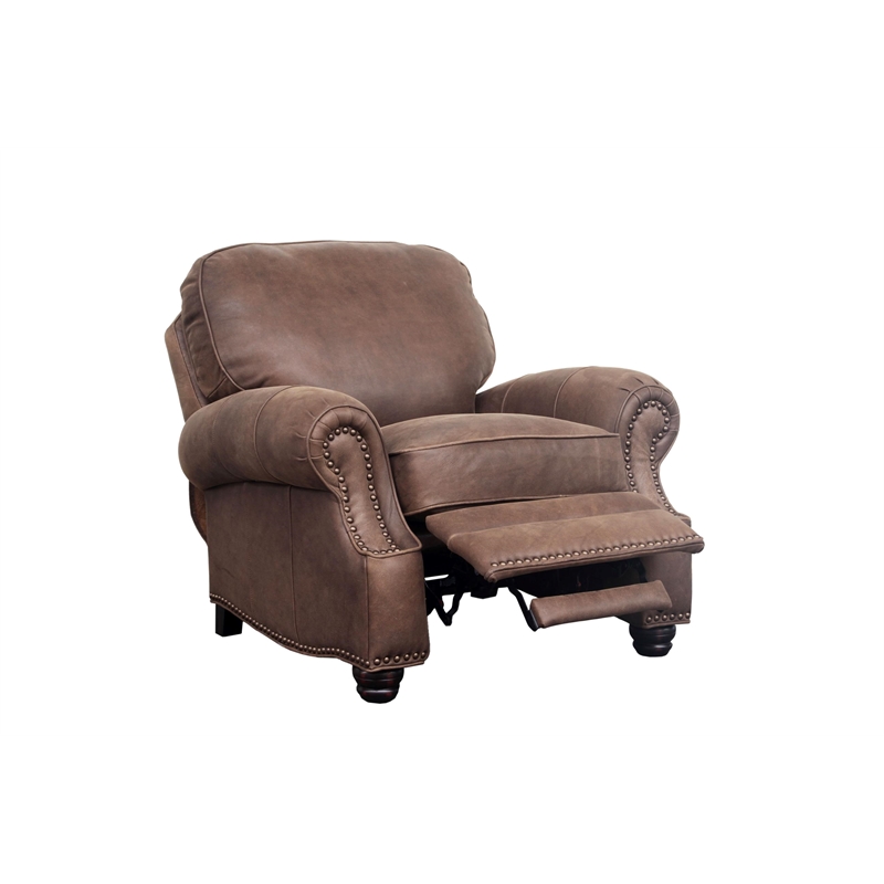 Barcalounger Longhorn Push Thru The Arms Recliner in Dark Sanded Bomber