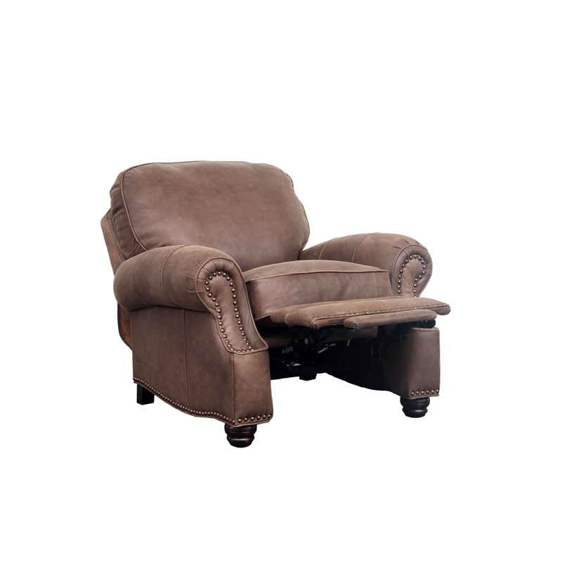 Barcalounger Longhorn Push Thru The Arms Recliner in Dark Sanded Bomber