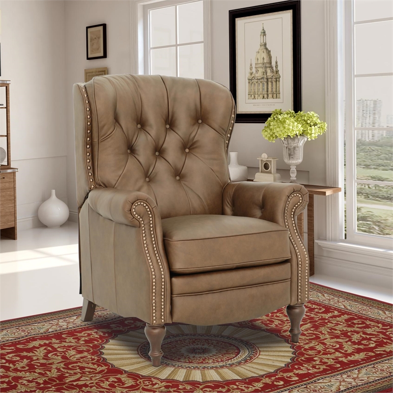 Barcalounger Kendall Push Thru The Arms Recliner in Oasis Walnut