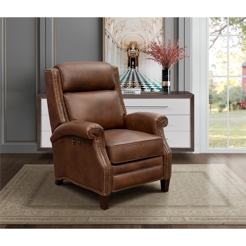 Barcalounger Barrett Power Recliner w/Power Head Rest in Worthington Cognac