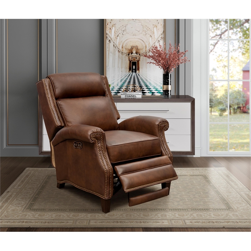 Barcalounger Barrett Power Recliner w/Power Head Rest in Worthington Cognac