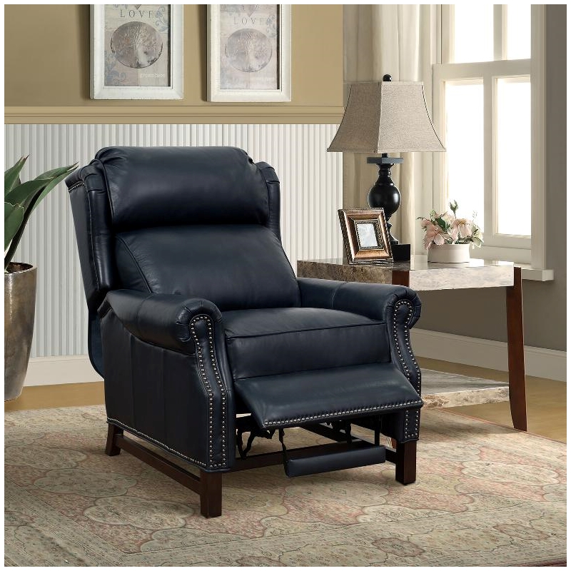 Barcalounger Thornfield Push Thru The Arms Recliner in Shoreham Blue