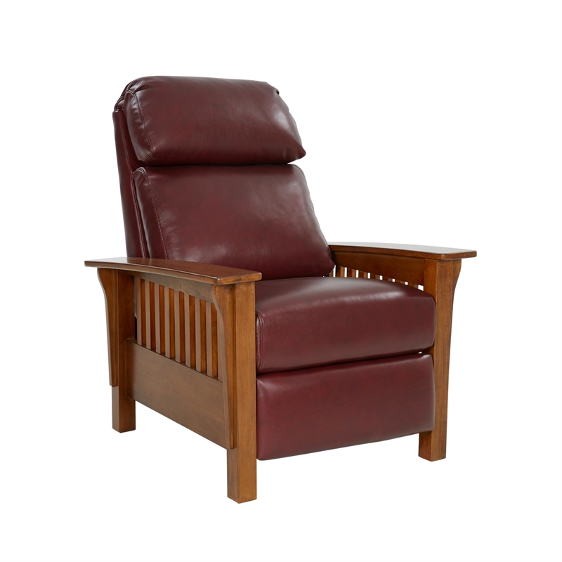 Barcalounger Mission Push Thru The Arms Recliner in Marisol Cabernet