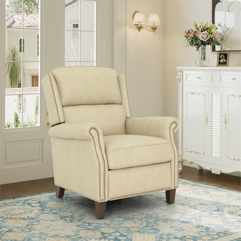 Barcalounger Shasta Push Thru The Arms Recliner in Cashmere Stone