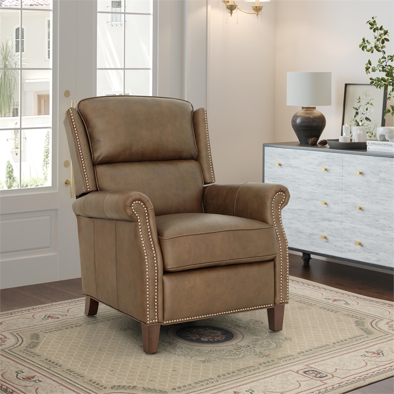 Barcalounger Shasta Push Thru The Arms Recliner in Oasis Walnut