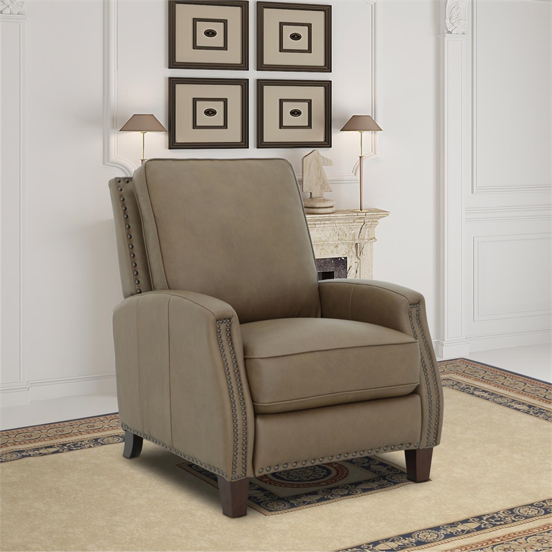 Barcalounger Melrose Push Thru The Arms Recliner in Cashmere Taupe