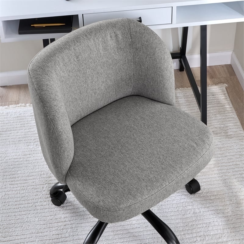 Pembroke Armless Desk Chair for Home Office in Warm Gray Fabric