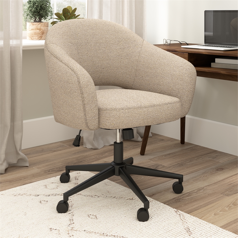 Fairfax Mid Century Modern Desk Chair for Home Office in Cool Beige Fabric