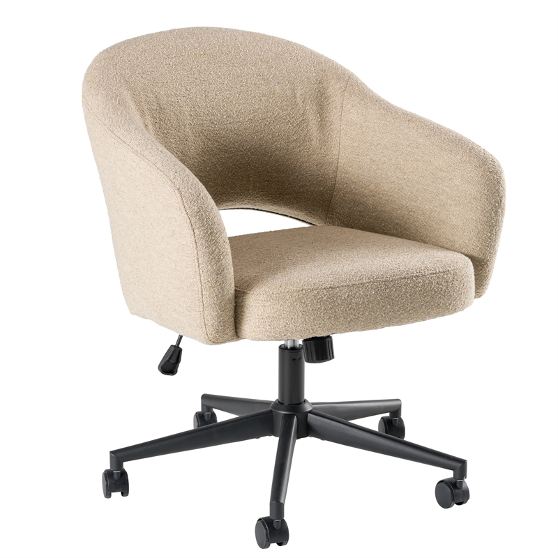 Fairfax Mid Century Modern Desk Chair for Home Office in Cool Beige Fabric
