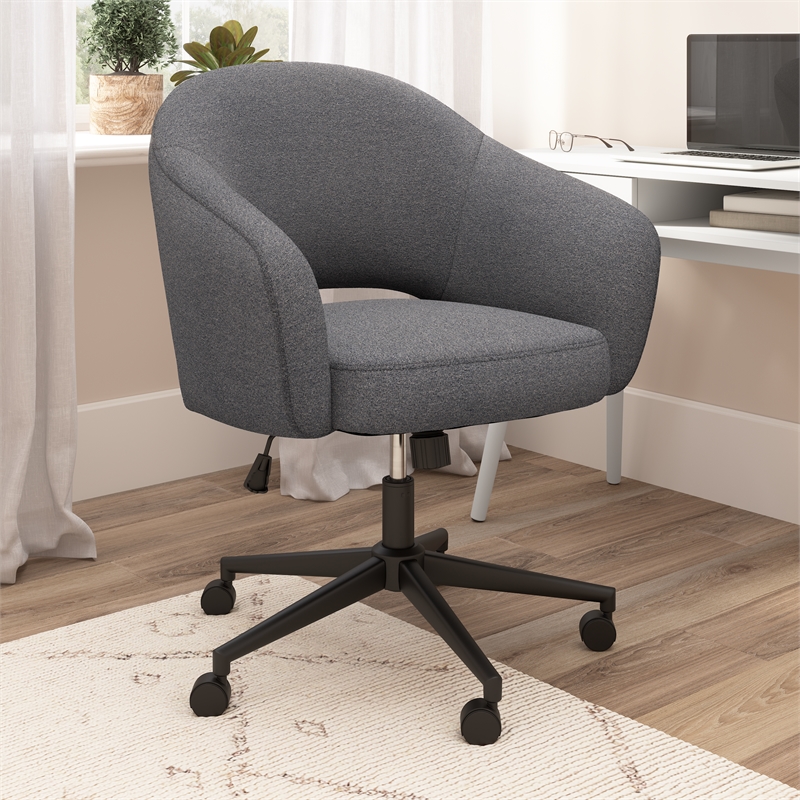 Fairfax Mid Century Modern Desk Chair for Home Office in Dark Charcoal Fabric