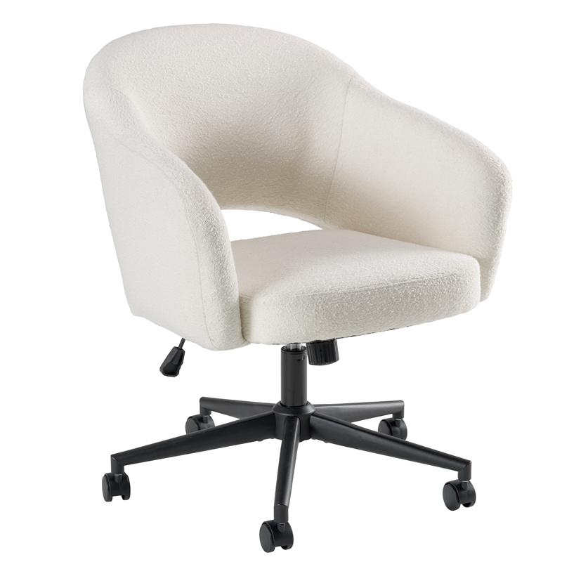 Fairfax Mid Century Modern Desk Chair for Home Office in Light Cream Fabric