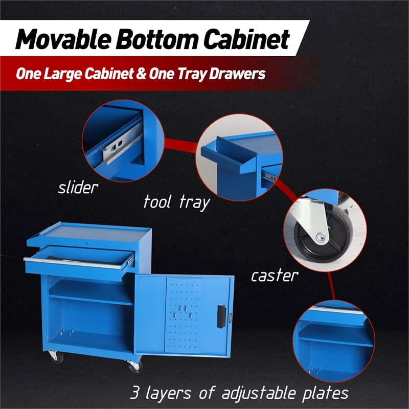 Auro Nest Home Tool Chest 5-Drawer Rolling Tool Storage Cabinet in Blue
