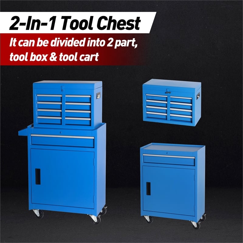 Auro Nest Home Tool Chest 5-Drawer Rolling Tool Storage Cabinet in Blue