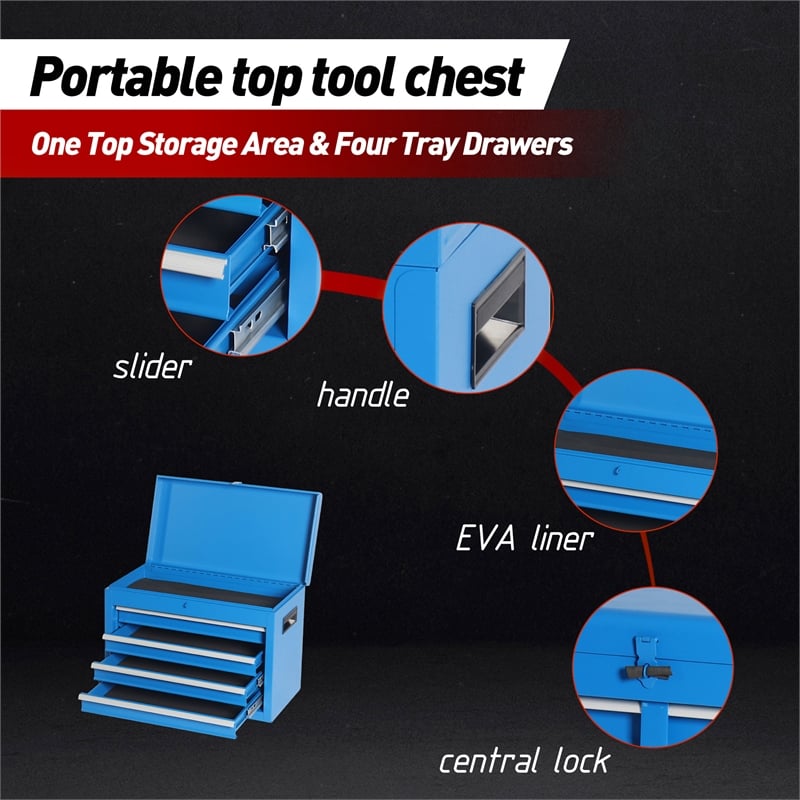 Auro Nest Home Tool Chest 5-Drawer Rolling Tool Storage Cabinet in Blue