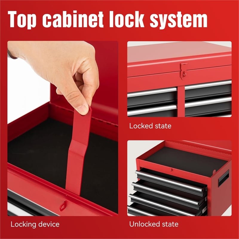 Auro Nest Home Tool Chest 5-Drawer Rolling Tool Storage Cabinet in Red