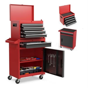 Auro Nest Home Tool Chest 5-Drawer Rolling Tool Storage Cabinet in Red