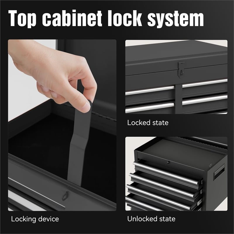 Auro Nest Home Tool Chest 5-Drawer Rolling Tool Storage Cabinet in Black