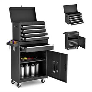 Auro Nest Home Tool Chest 5-Drawer Rolling Tool Storage Cabinet in Black