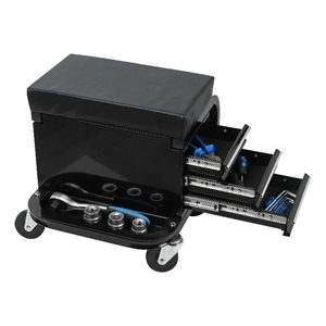 Auro Nest Home Rolling Creeper Garage/Shop Seat with 3 Drawers in Black