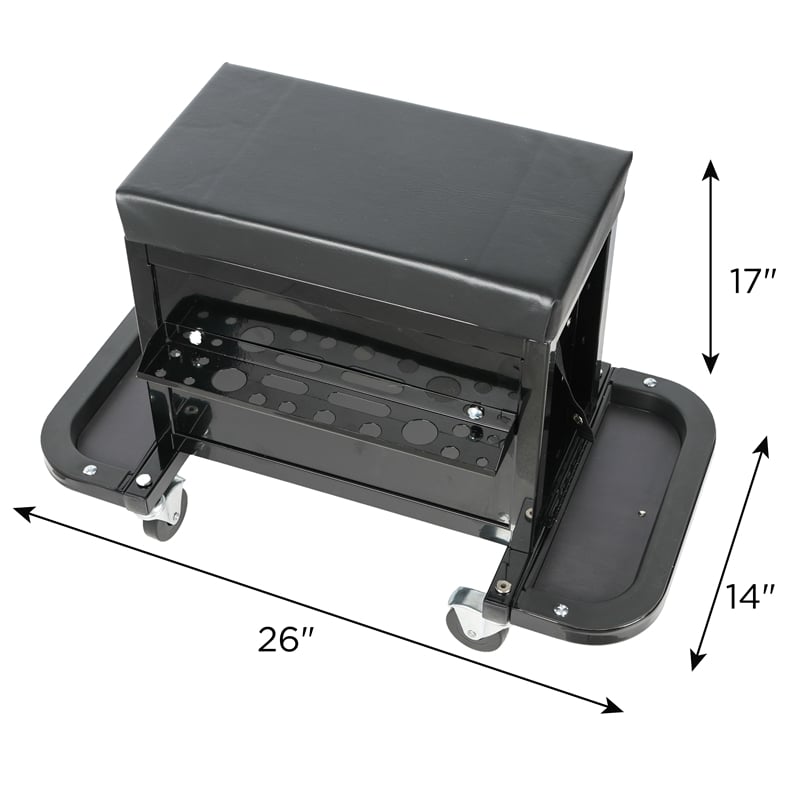 Auro Nest Home 3-Drawer Tool Chest with Rolling Mechanic Seat  in Black